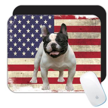 French Bulldog USA Flag : Gift Mousepad Dog Pet American United States