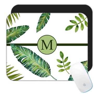 Personalized Botanical : Gift Mousepad Leaves Nature Name Initial Ecology Ecologic Modern Leaf