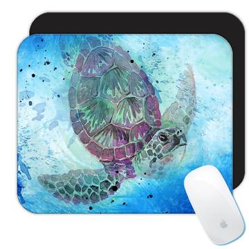 Watercolor Turtle : Gift Mousepad Ocean Animal Nature Protector Painting Art Yoga Trends