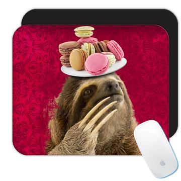 Funny Sloth Macarons : Gift Mousepad Macaron Lover Eater Sweet Dessert Wild Animal Slow