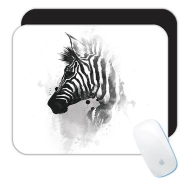 Zebra Face Watercolor : Gift Mousepad Safari Animal Wild Nature Africa Protection Painting