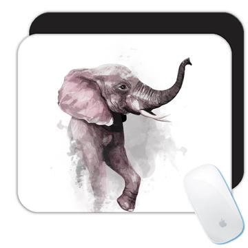 Elephant Watercolor Painting : Gift Mousepad Safari Animal Wild Nature Africa Protection
