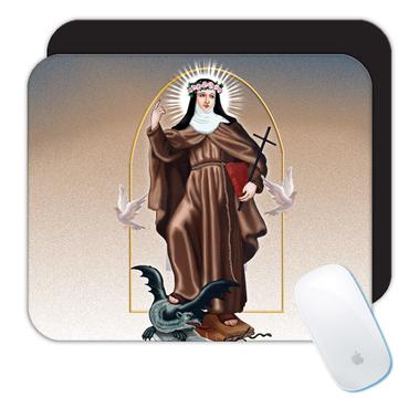 Saint Rose Of Viterbo : Gift Mousepad Catholic Church Dragon Dove Cross Christian Holy