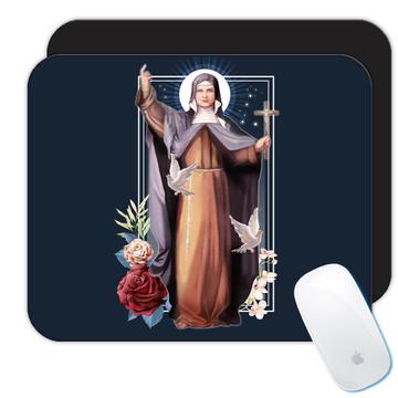 Saint Regina : Gift Mousepad Catholic Church Religious Christian Cross Flowers Dove