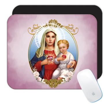 Our Lady Of Sorrows : Gift Mousepad Sagrado Corazon Baby Jesus Catholic Christian Dolores