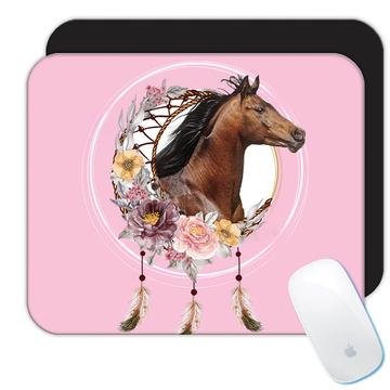Horse Dreamcatcher : Gift Mousepad Esoteric Feathers Animal Lover Her Room Decor Poster Flower