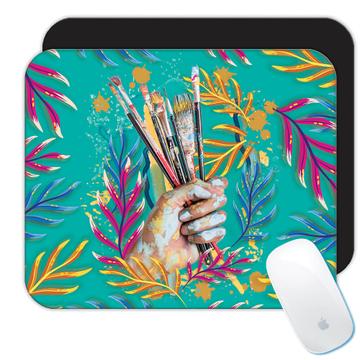 For Painter Artist : Gift Mousepad Painting Teacher Hand Brushes Birthday Paint Blots Kid Children