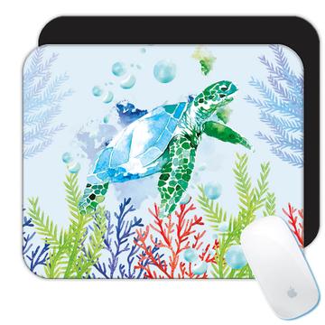 Turtle Seaweed : Gift Mousepad Underwater Print For Sea Water Animal Lover Ocean Cute Art Child