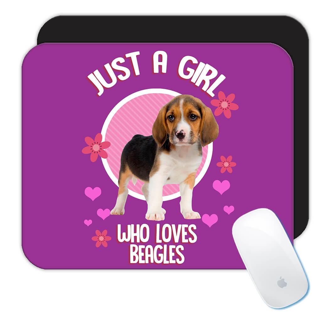 For Girl Beagles Lover Owner : Gift Mousepad Puppy Dogs Animal Pet Photo Art Birthday Print