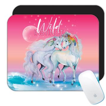 Wild Instinct Horses : Gift Mousepad For Horse Lover Romantic Art Print Kid Children Fairytale Unicorn