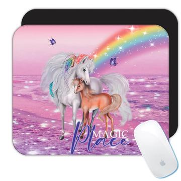 Mother Kid Child : Gift Mousepad Horse Lover Family Son Daughter Love Magic Fairytale Rainbow