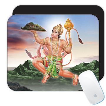 Hindu God Hanuman : Gift Mousepad Vintage Indian Style Poster Religious Art Devotional Decor