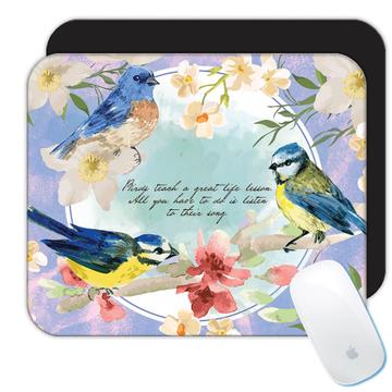Cherry Blossom Birds : Gift Mousepad Bird Lover Flowers Spring Floral Feminine Birthday Quote