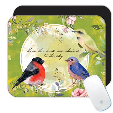 Birds Flowers Plants : Gift Mousepad Vintage Illustration Cute Quote Unity Friendship nature Summer