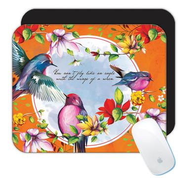 Hummingbird Drawing Flowers : Gift Mousepad Bird Lover Inspiring Quote Blossom Spring Feminine
