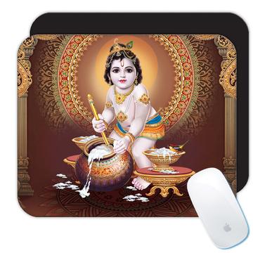 Vintage Baby Krishna Art : Gift Mousepad Hindu Hinduism Religion India God Lord Devotional Poster