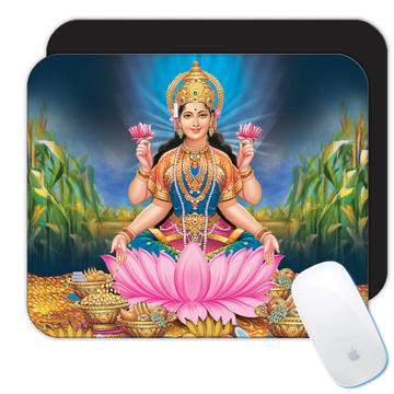 Lakshmi For Wealth : Gift Mousepad Good Fortune Home Decor Hindu Indian Goddess Vintage Poster