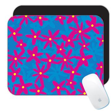 Flowers Pink and Blue : Gift Mousepad Floral Scandinavian
