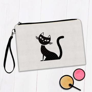 Black Cat Ethnic Pattern : Gift Makeup Bag Kitty Trend Kitten
