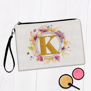 Monogram Letter K : Gift Makeup Bag Name Initial Alphabet ABC