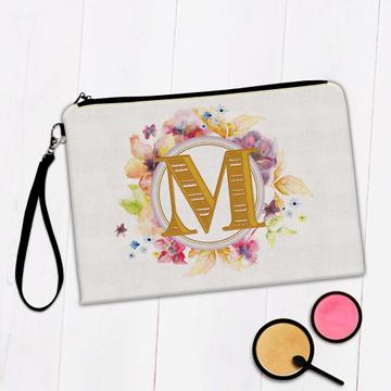 Monogram Letter M : Gift Makeup Bag Name Initial Alphabet ABC