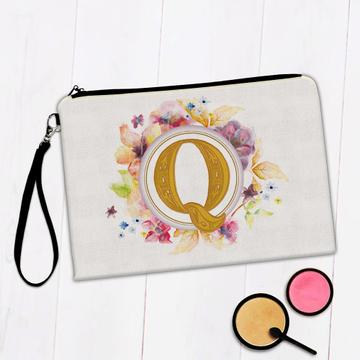Monogram Letter Q : Gift Makeup Bag Name Initial Alphabet ABC