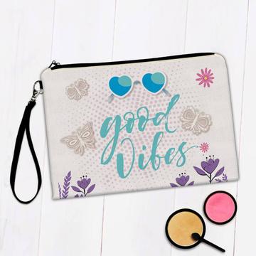Good Vibes Glasses : Gift Makeup Bag Butterfly Modern Quotes Inspirational Trend