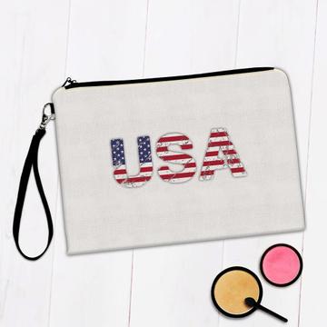 USA Vintage : Gift Makeup Bag Americana Patriot Flag Country