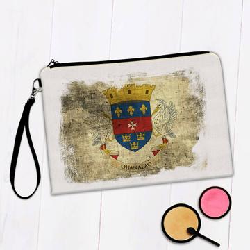 Saint Barthelemy Flag Distressed : Gift Makeup Bag Coat Of Arms North American Country Souvenir