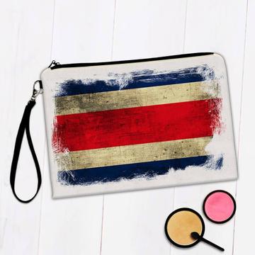 Costa Rica : Gift Makeup Bag Distressed Flag Vintage Costa Rican Expat Country