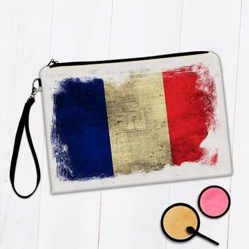 France : Gift Makeup Bag Distressed Flag Vintage French Expat Country