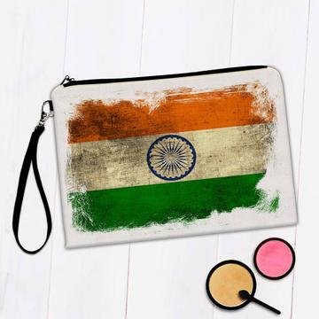 India : Gift Makeup Bag Distressed Flag Vintage Indian Expat Country