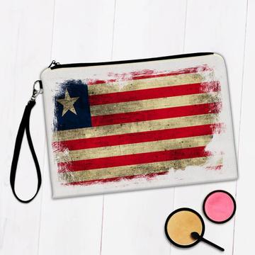 Liberia : Gift Makeup Bag Distressed Flag Vintage Liberian Expat Country