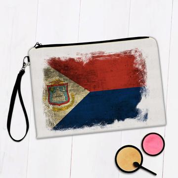 Saint Martin Flag : Gift Makeup Bag Distressed North America Country Souvenir National Vintage Art