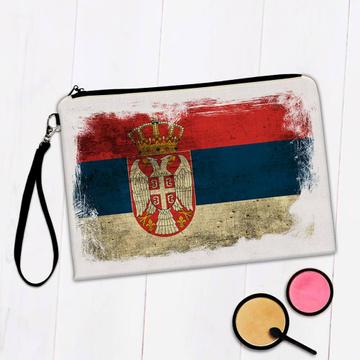 Serbia : Gift Makeup Bag Distressed Flag Vintage Serbian Expat Country