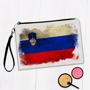 Slovenia : Gift Makeup Bag Distressed Flag Vintage Slovenian Expat Country