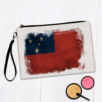 Samoa Flag : Gift Makeup Bag Distressed Art Polynesian Country Souvenir National Pride Vintage