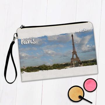 PARIS FRANCE : Gift Makeup Bag Eiffel Tower Flag French Parisian Country Souvenir Expat