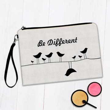 Be Different : Gift Makeup Bag String Silhouette Cute Bird on Wire Lover Inspirational