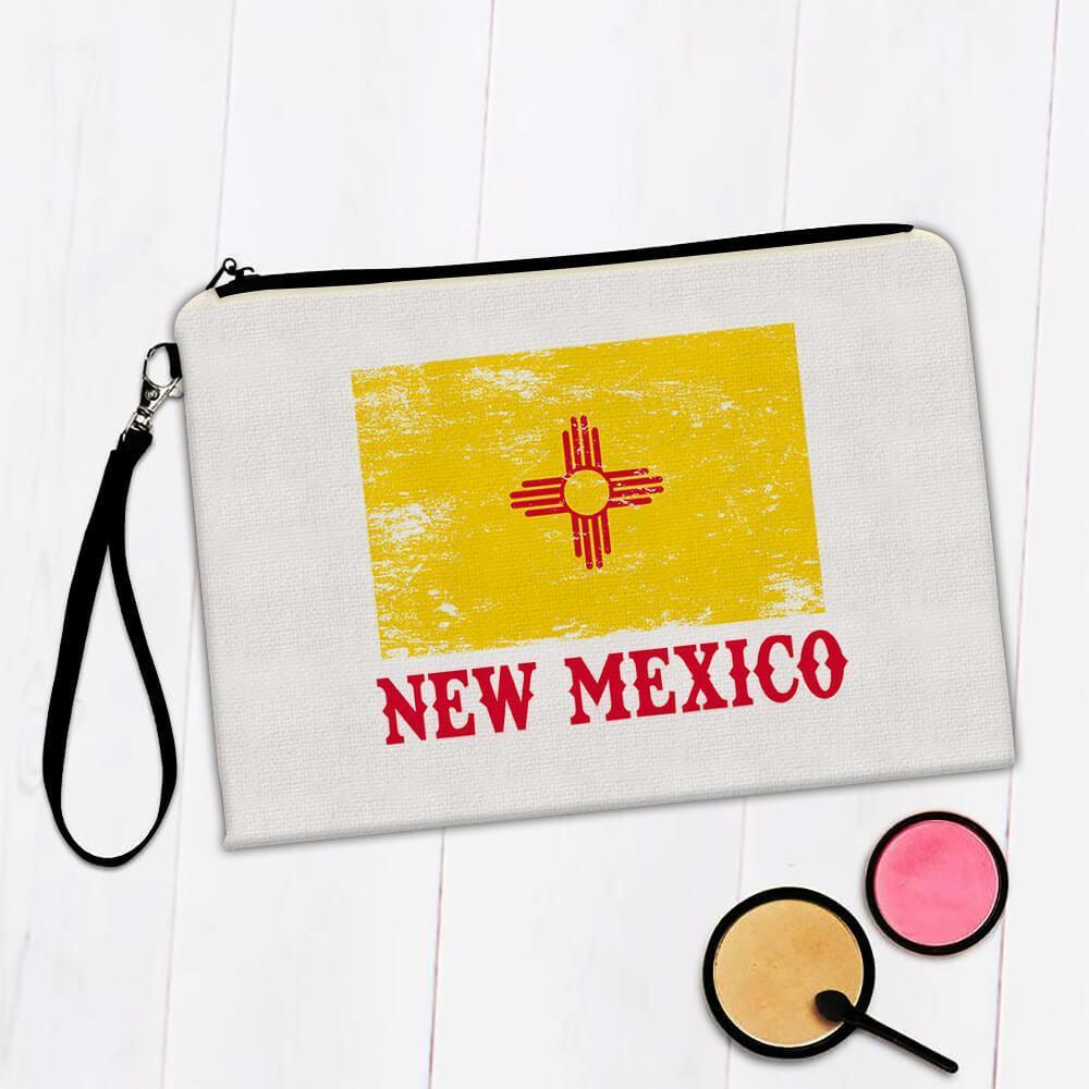 Gift Makeup Bag : New Mexico Flag Distressed Souvenir State USA Christmas