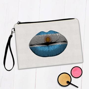 Lips Argentine Flag : Gift Makeup Bag Argentina Expat Country