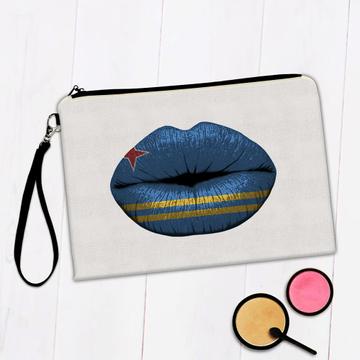 Lips Aruba Flag : Gift Makeup Bag North American Expat Country For Her Woman Feminine Souvenir Sexy