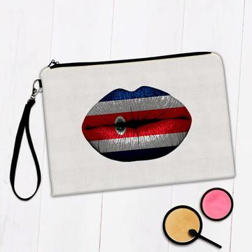 Lips Costa Rican Flag : Gift Makeup Bag Costa Rica Expat Country