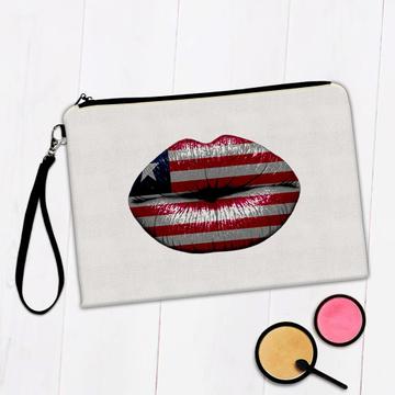 Lips Liberian Flag : Gift Makeup Bag Liberia Expat Country For Her Woman Feminine Women Sexy Flags Lipstick