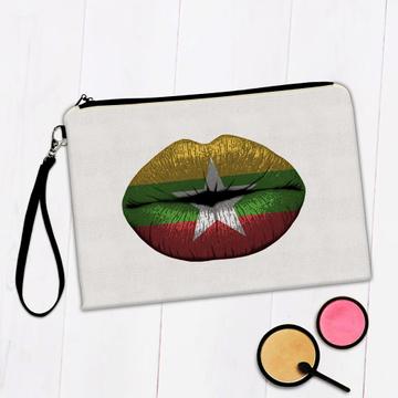 Lips Myanmar Flag : Gift Makeup Bag Expat Country For Her Women Woman Feminine Sexy Souvenir
