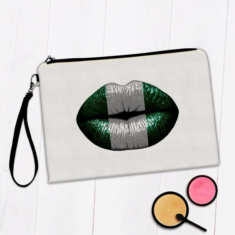Gift Makeup Bag : Lips Nigerian Flag Nigeria Expat Country For Her Woman
