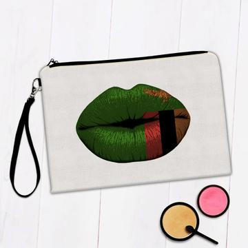 Lips Zambian Flag : Gift Makeup Bag Zambia Expat Country For Her Woman Feminine Souvenir Sexy