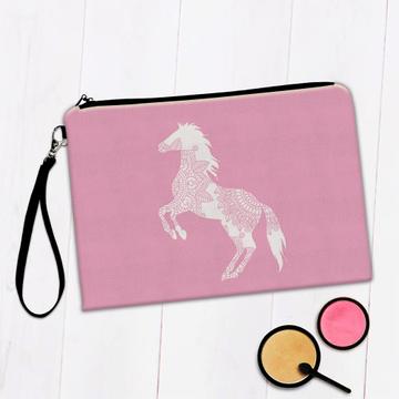 Horse Mandala Print : Gift Makeup Bag For Best Friend Birthday Feminine Trends Floral Art