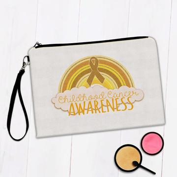 Childhood Cancer Awareness Rainbow : Gift Makeup Bag Gold Ribbon September Charity Month