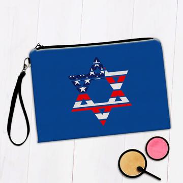 Star Of David American Flag : Gift Makeup Bag USA Jerusalem Israel Patriotic Jewish Jew Religion